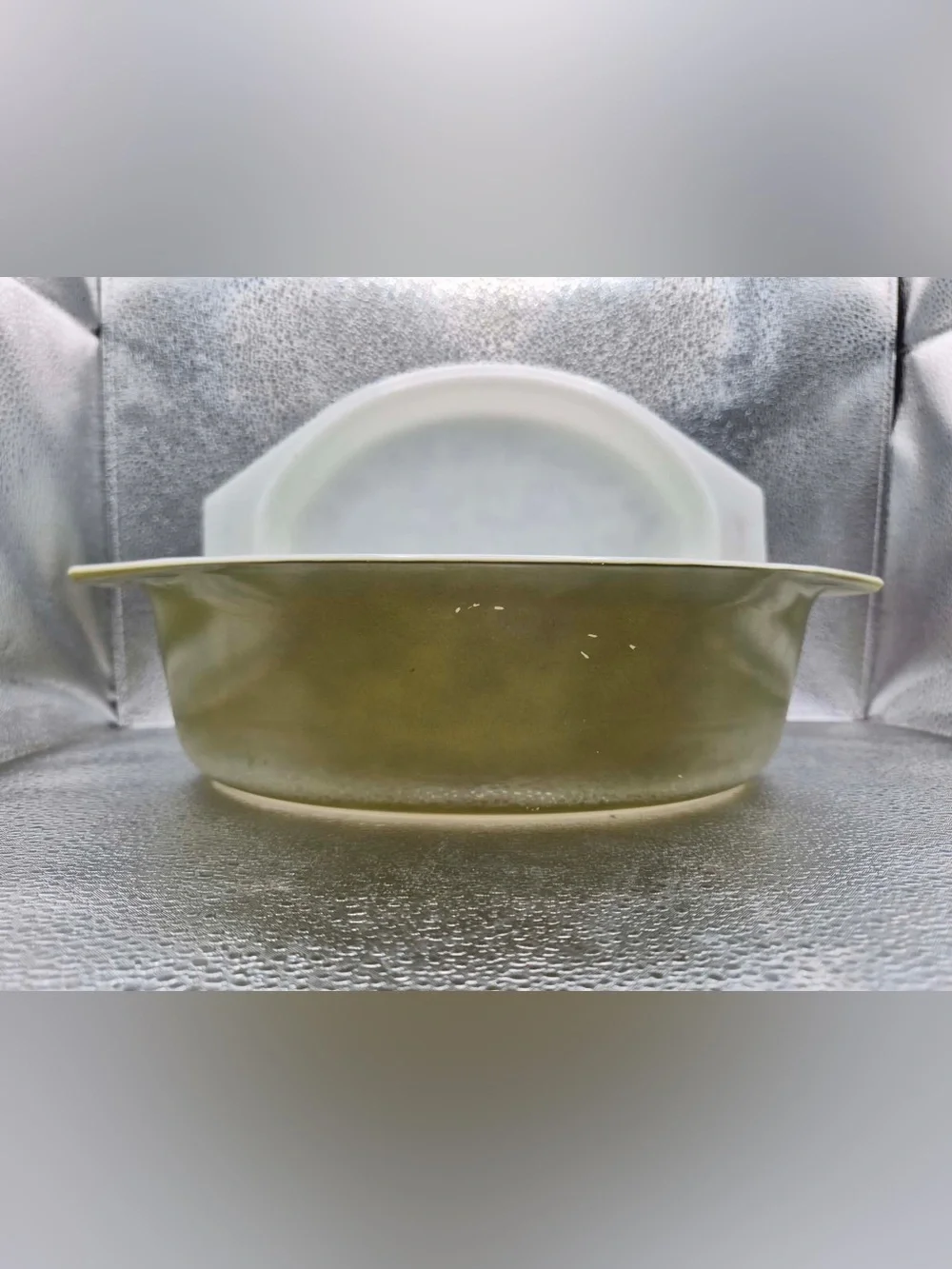 Vintage Pyrex Verde Olive Green 2 1/2 Qt Oval Casserole Dish With Lid 043